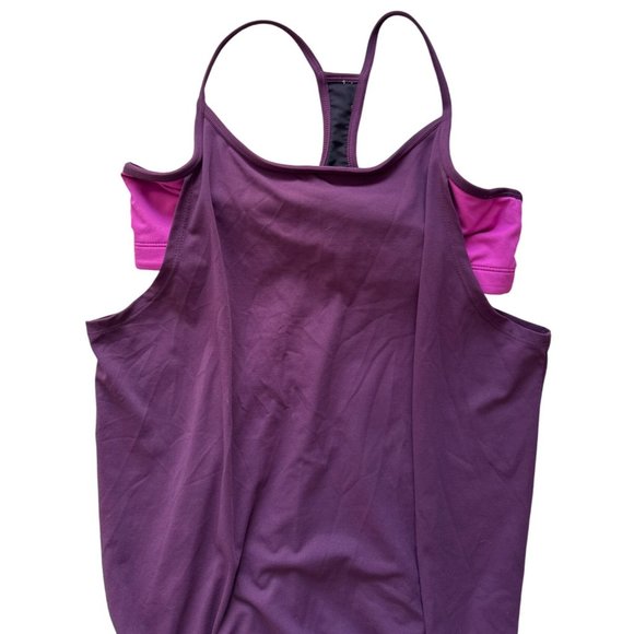 Athletic Works Purple & Pink Built-In Bra Tank Top With Adjustable Hem Womens M - Picture 2 of 7
